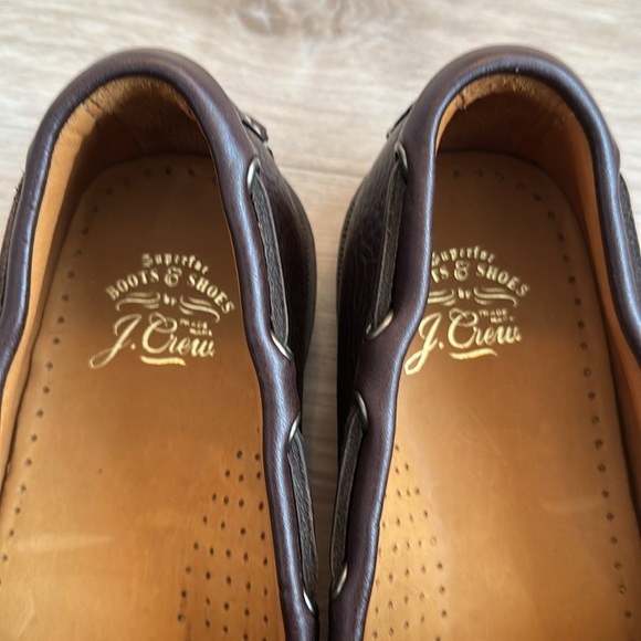J. Crew Men's Dark Brown Leather Slip-On Loafers NWOB - Picture 2 of 8